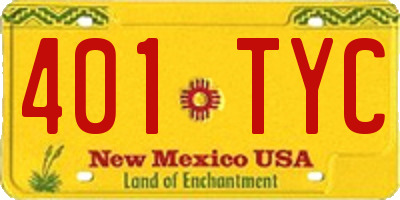 NM license plate 401TYC