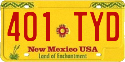 NM license plate 401TYD