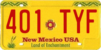 NM license plate 401TYF
