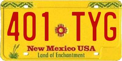 NM license plate 401TYG