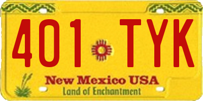 NM license plate 401TYK