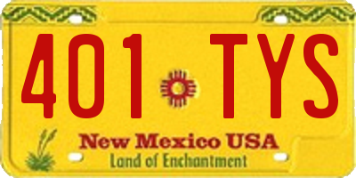 NM license plate 401TYS