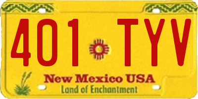 NM license plate 401TYV