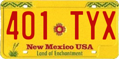 NM license plate 401TYX