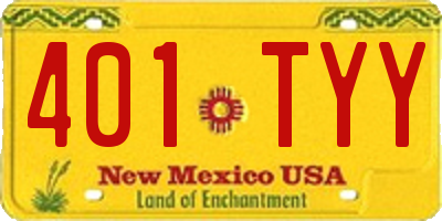 NM license plate 401TYY
