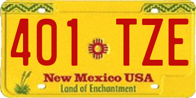 NM license plate 401TZE