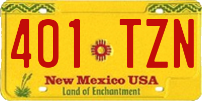 NM license plate 401TZN