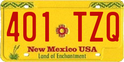 NM license plate 401TZQ