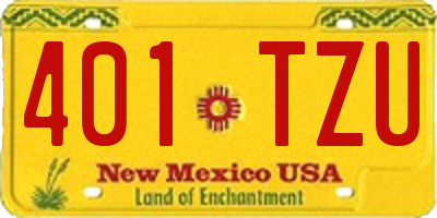 NM license plate 401TZU