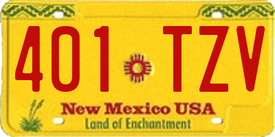 NM license plate 401TZV