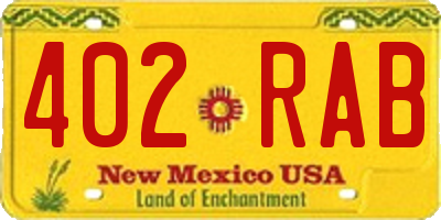 NM license plate 402RAB