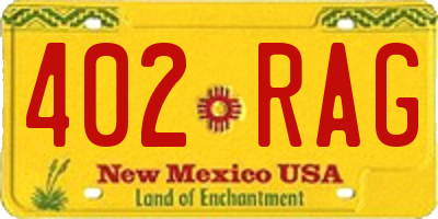 NM license plate 402RAG
