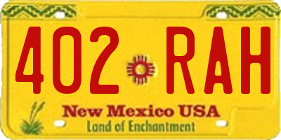 NM license plate 402RAH