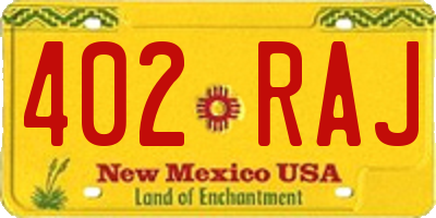 NM license plate 402RAJ