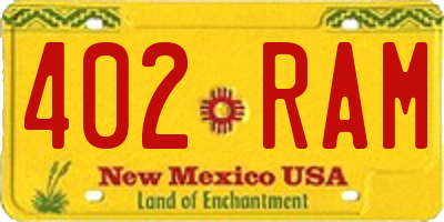 NM license plate 402RAM
