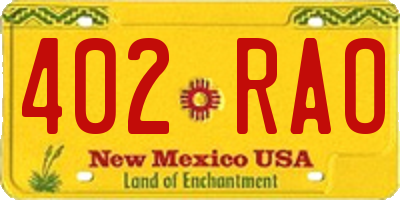 NM license plate 402RAO