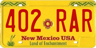 NM license plate 402RAR