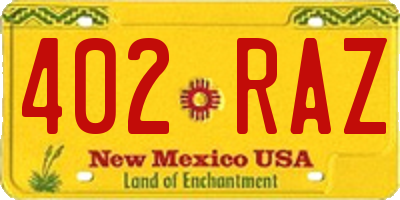 NM license plate 402RAZ
