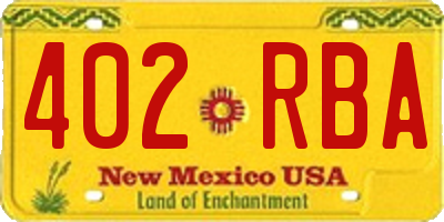 NM license plate 402RBA