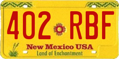 NM license plate 402RBF