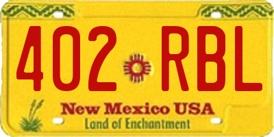 NM license plate 402RBL