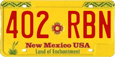 NM license plate 402RBN