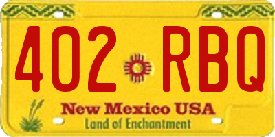 NM license plate 402RBQ