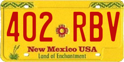 NM license plate 402RBV