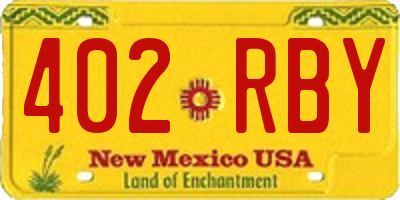 NM license plate 402RBY