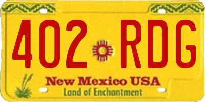 NM license plate 402RDG