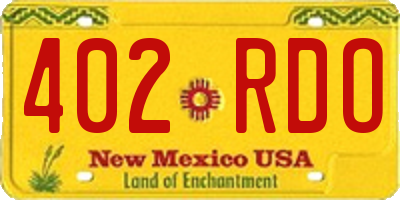 NM license plate 402RDO
