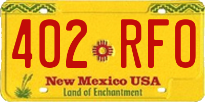 NM license plate 402RFO