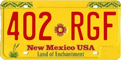 NM license plate 402RGF