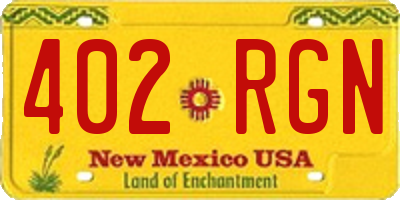 NM license plate 402RGN