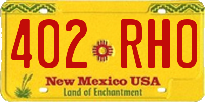 NM license plate 402RHO