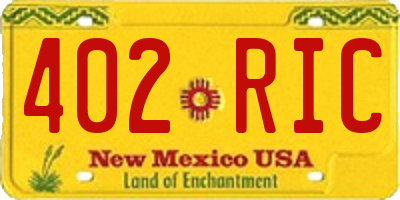 NM license plate 402RIC