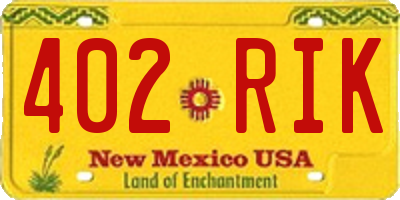 NM license plate 402RIK