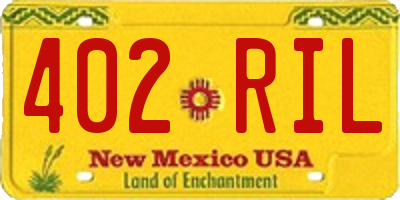 NM license plate 402RIL