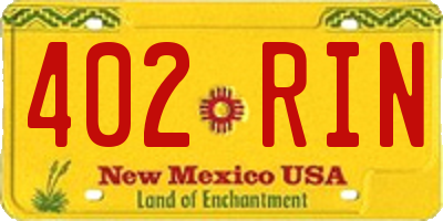 NM license plate 402RIN