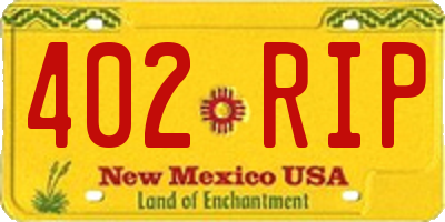 NM license plate 402RIP