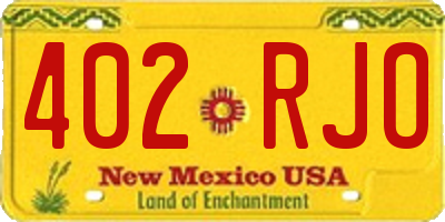 NM license plate 402RJO