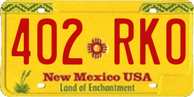 NM license plate 402RKO