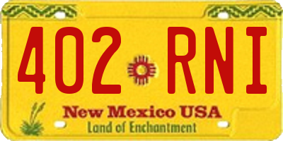 NM license plate 402RNI