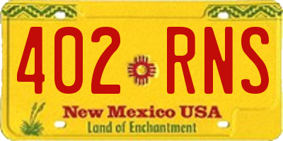 NM license plate 402RNS