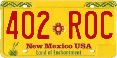 NM license plate 402ROC