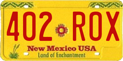 NM license plate 402ROX