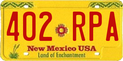 NM license plate 402RPA