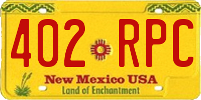 NM license plate 402RPC