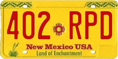 NM license plate 402RPD