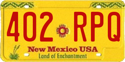 NM license plate 402RPQ